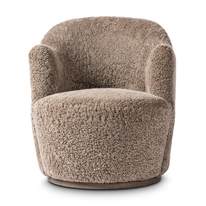 Chaise pivotante Four Hands Aurora en peau lainée taupe