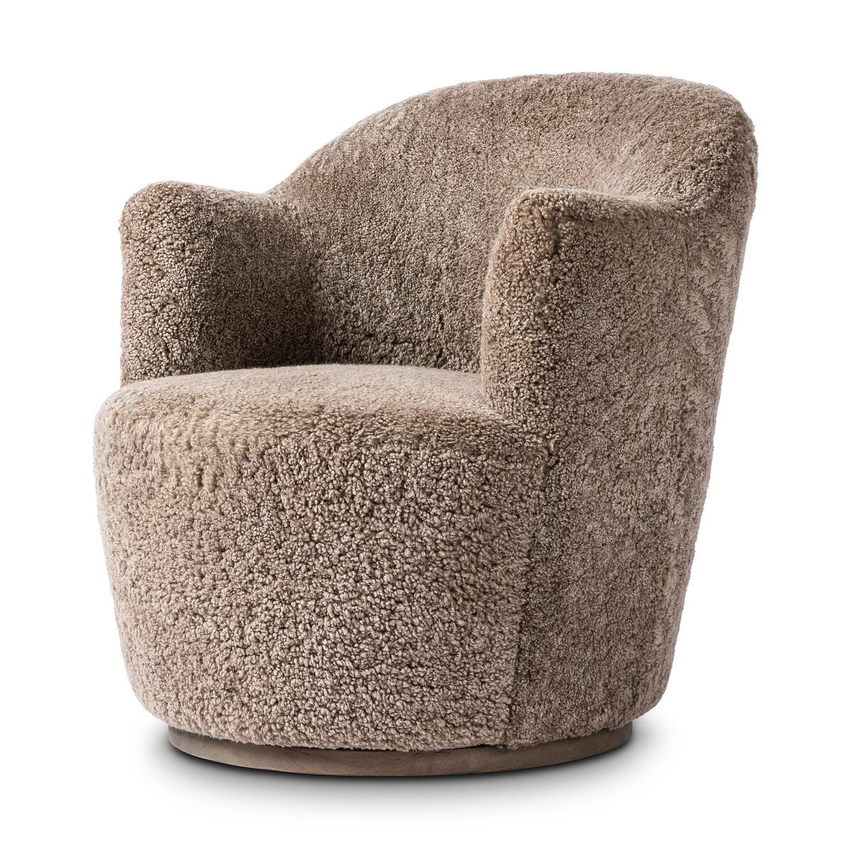Chaise pivotante Four Hands Aurora en peau lainée taupe