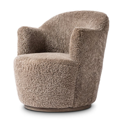 Chaise pivotante Four Hands Aurora en peau lainée taupe