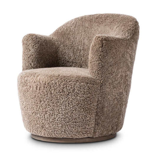 Chaise pivotante Four Hands Aurora en peau lainée taupe