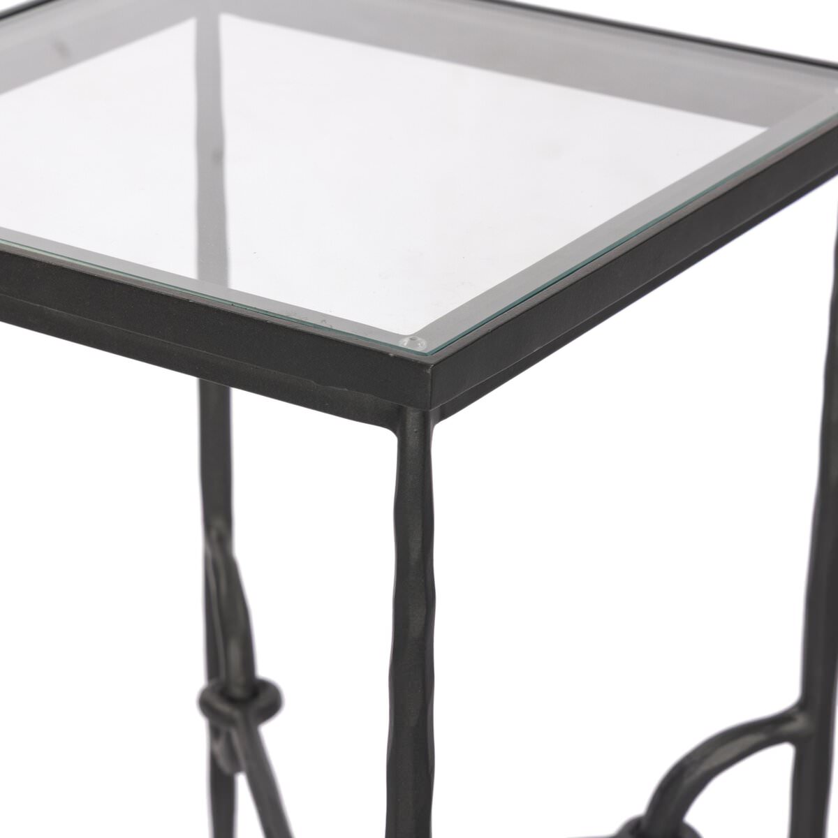 Petite table d'appoint Babylon à quatre mains en bronze martelé