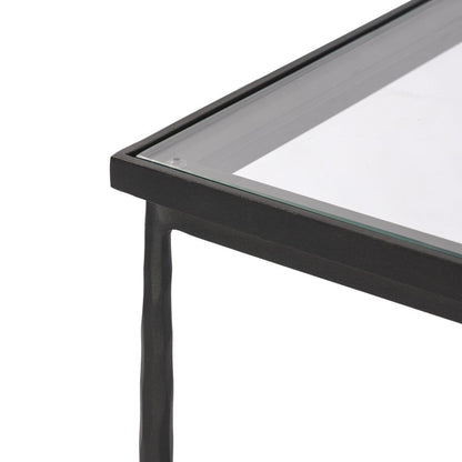Petite table d'appoint Babylon à quatre mains en bronze martelé