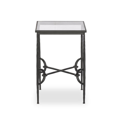 Petite table d'appoint Babylon à quatre mains en bronze martelé