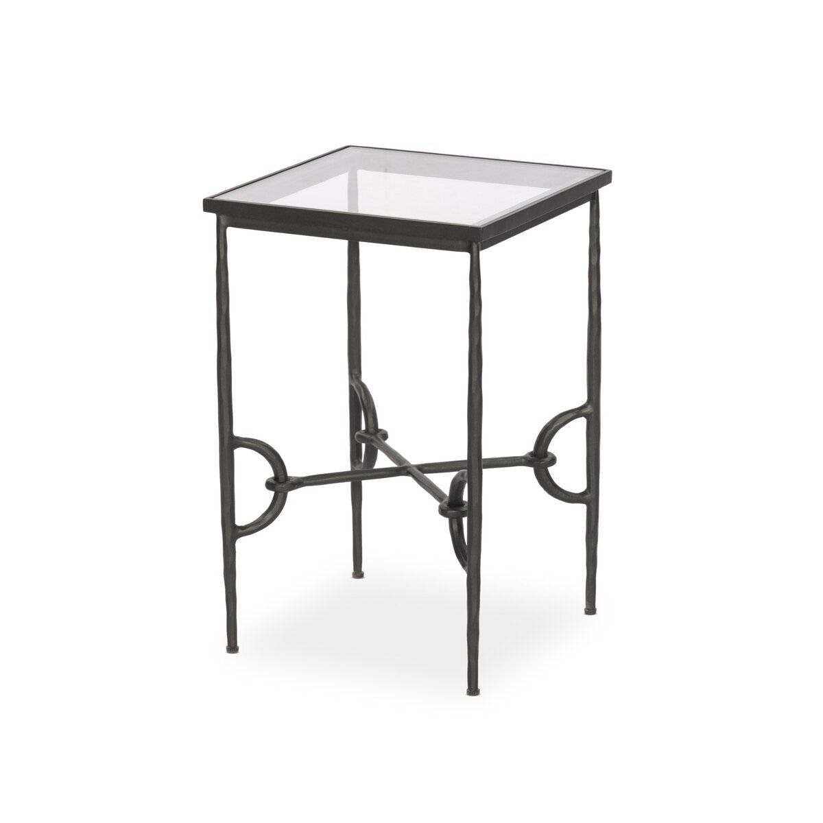 Petite table d'appoint Babylon à quatre mains en bronze martelé
