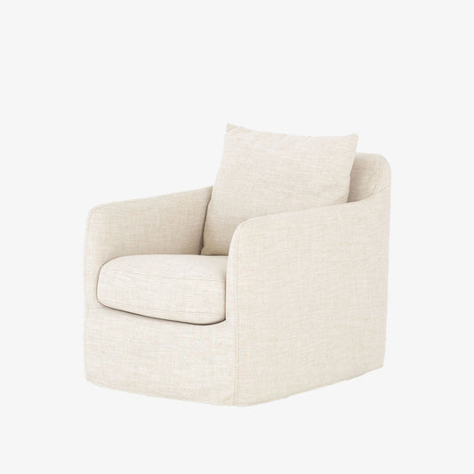 Chaise pivotante Four Hands Banks en batiste ivoire