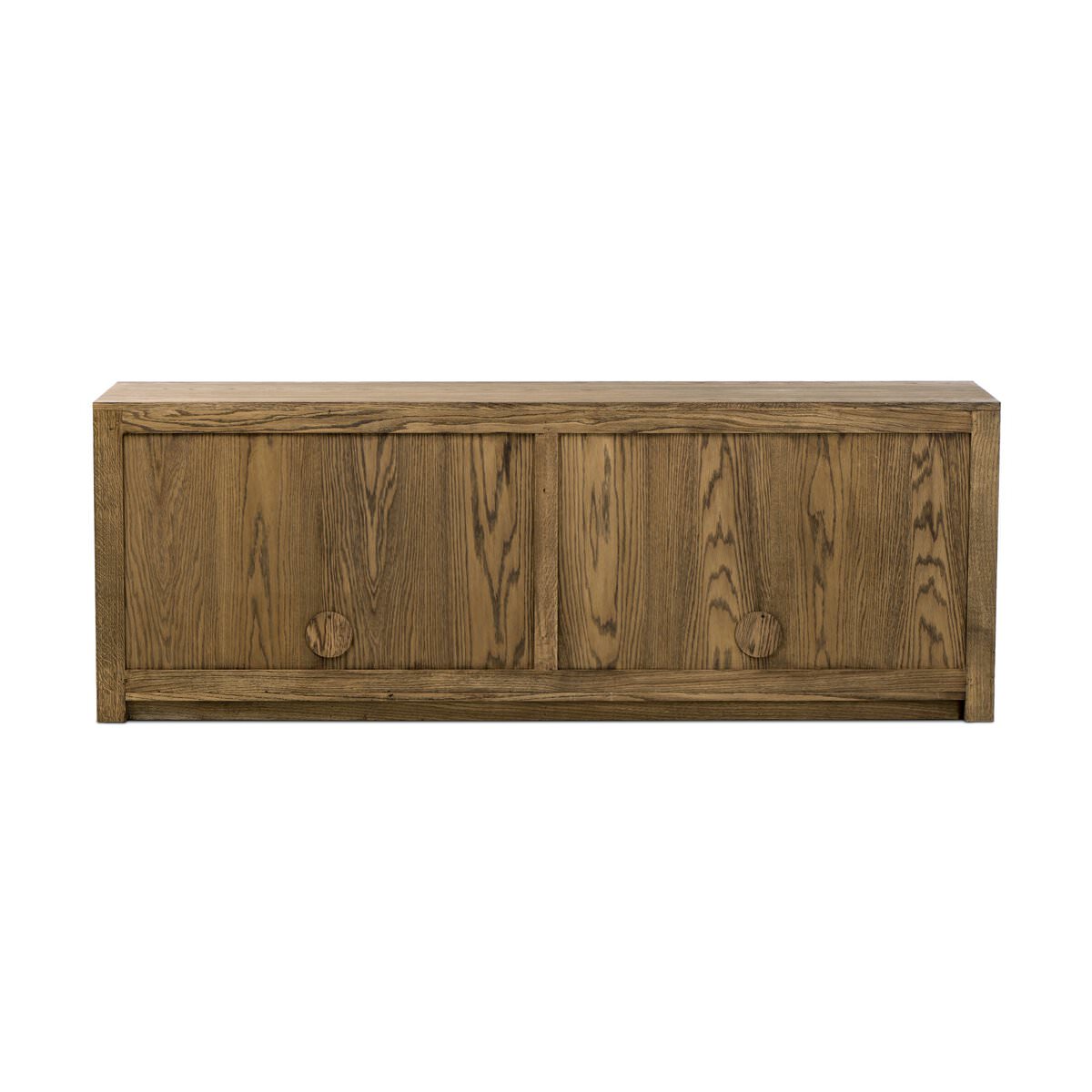 Console multimédia Bedford à quatre mains en placage de chêne naturel chaleureux