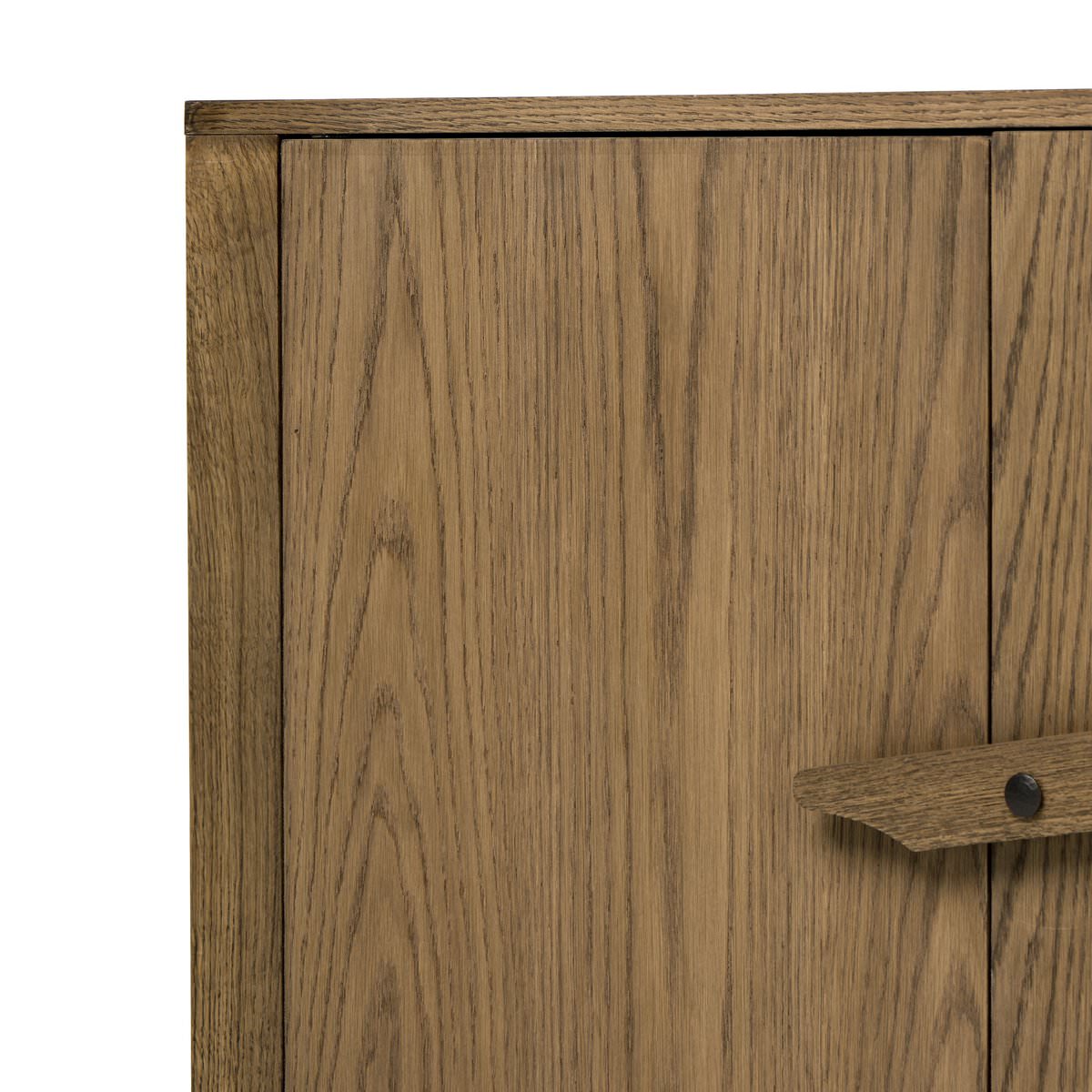 Console multimédia Bedford à quatre mains en placage de chêne naturel chaleureux