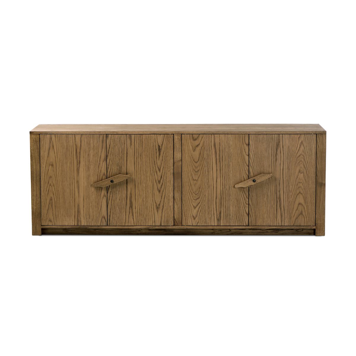 Console multimédia Bedford à quatre mains en placage de chêne naturel chaleureux
