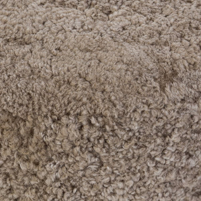 Ottoman Bilbury à quatre mains en peau lainée taupe