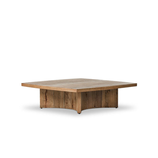 Table basse carrée Brinton à quatre mains en placage de chêne rustique