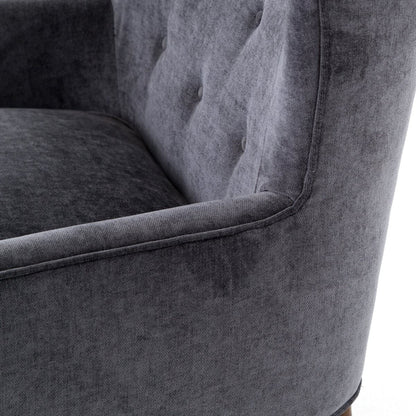 Chaise Clermont à quatre mains en velours usé anthracite