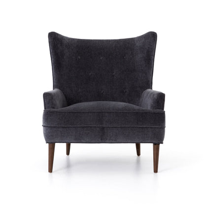 Chaise Clermont à quatre mains en velours usé anthracite