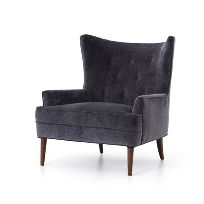 Chaise Clermont à quatre mains en velours usé anthracite