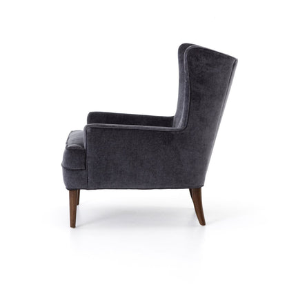 Chaise Clermont à quatre mains en velours usé anthracite
