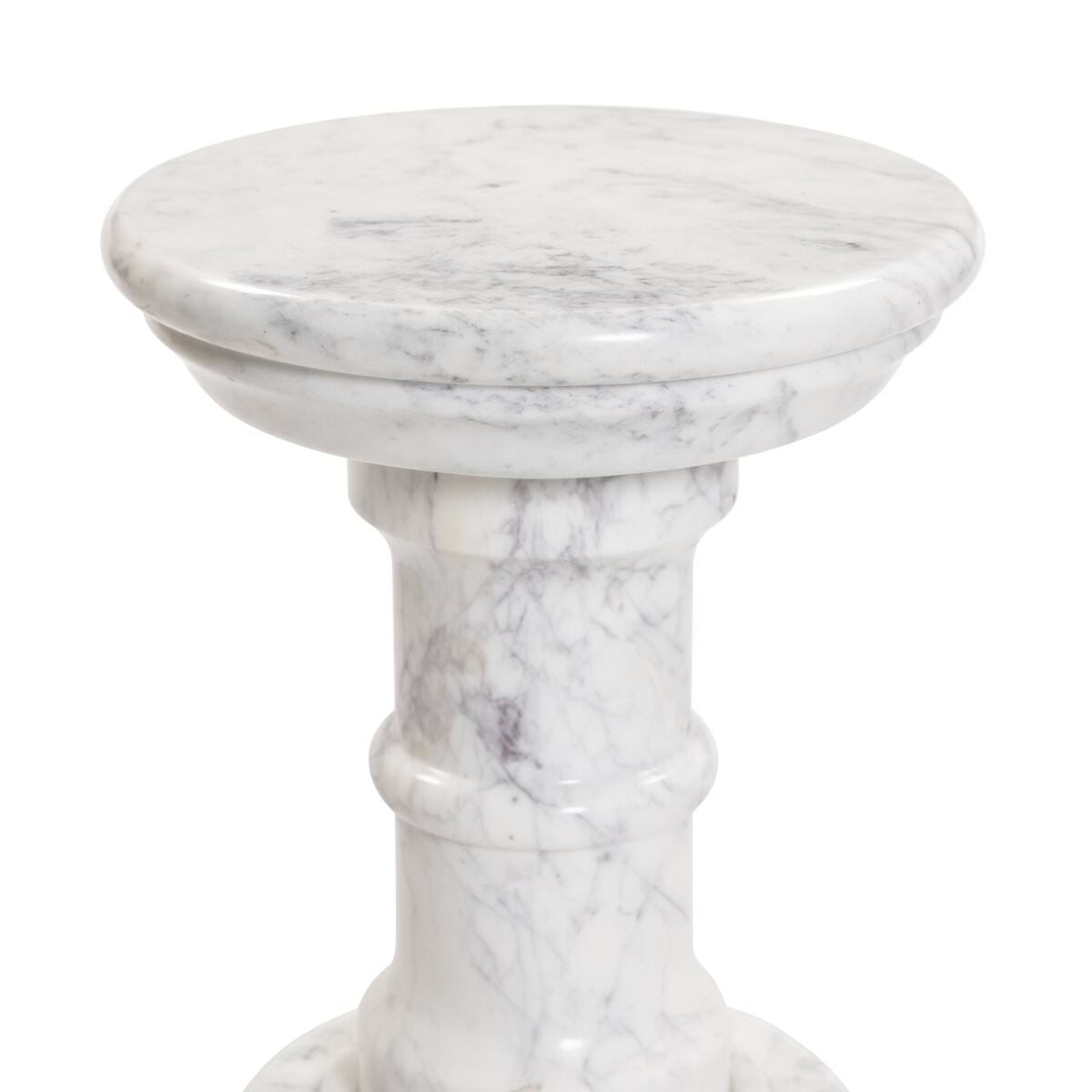Table d'appoint Cyprus à quatre mains en marbre blanc massif veiné