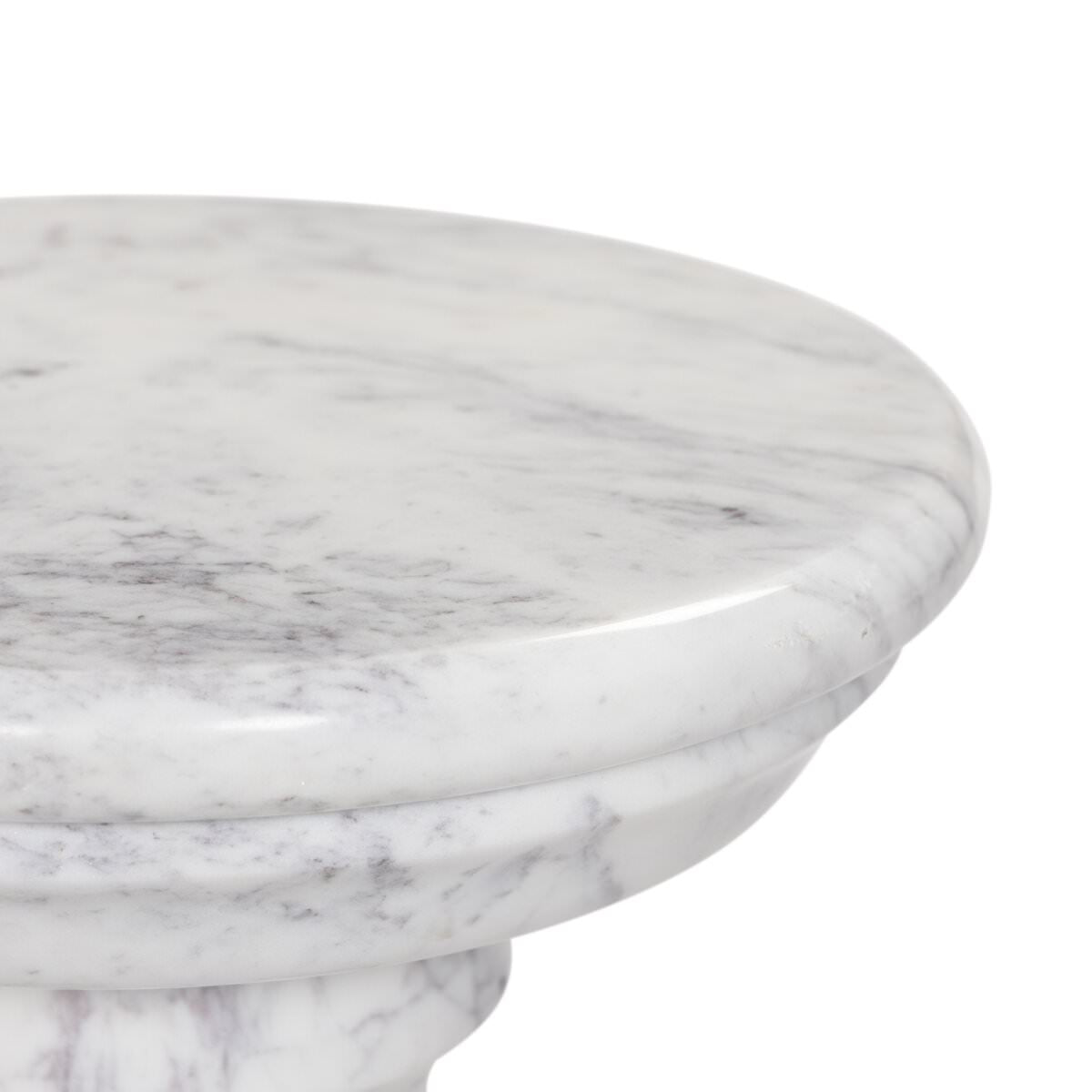 Table d'appoint Cyprus à quatre mains en marbre blanc massif veiné