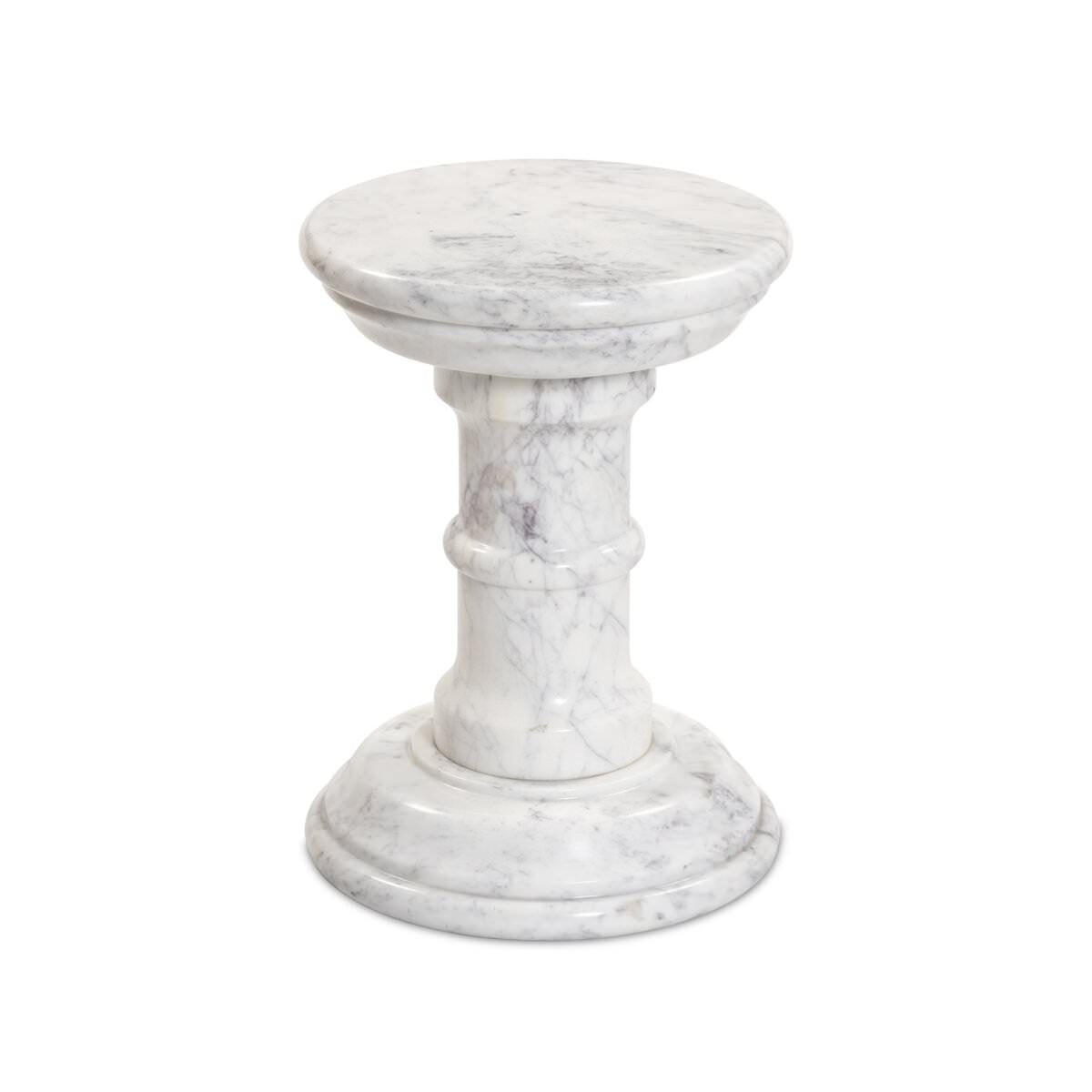Table d'appoint Cyprus à quatre mains en marbre blanc massif veiné