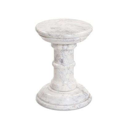 Table d'appoint Cyprus à quatre mains en marbre blanc massif veiné