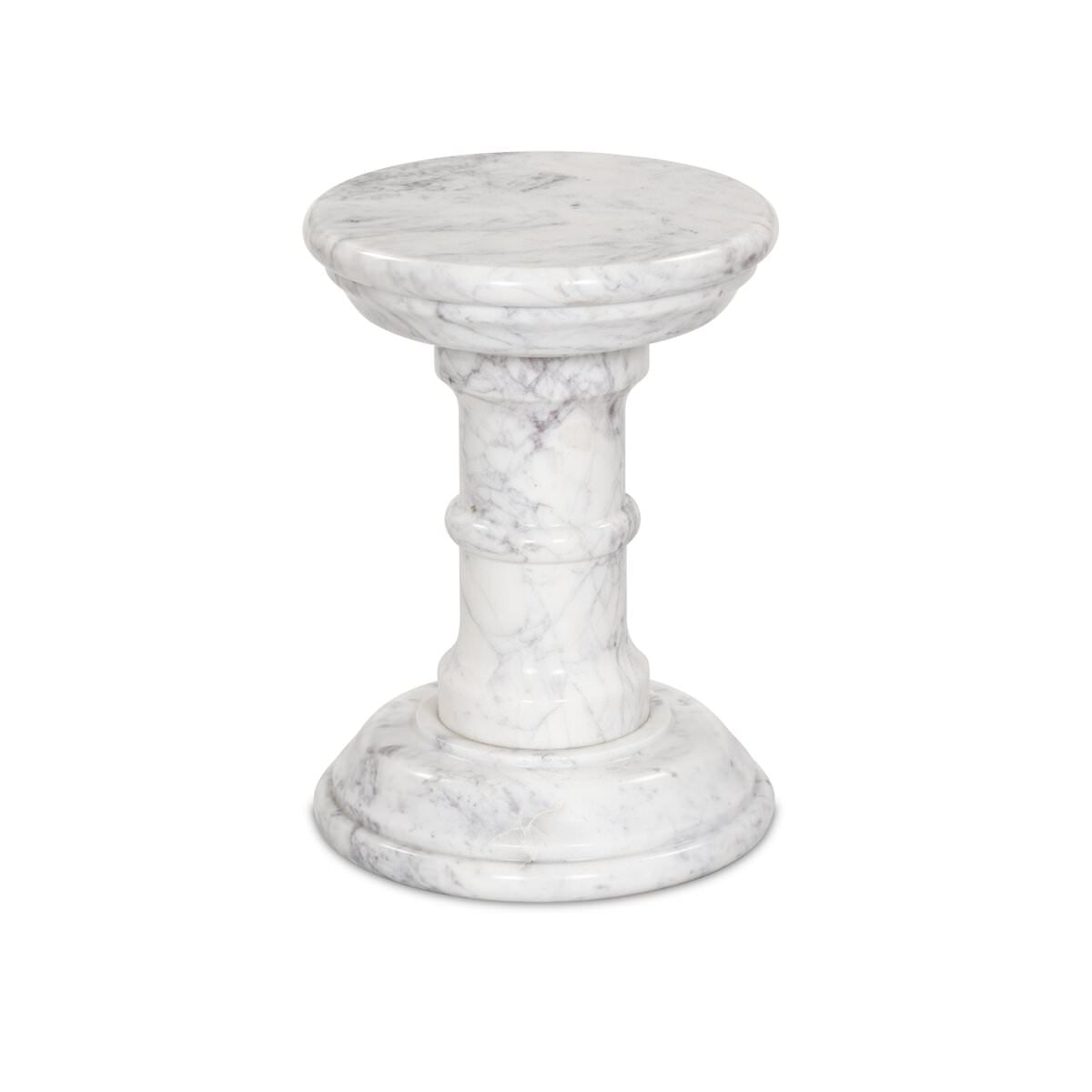 Table d'appoint Cyprus à quatre mains en marbre blanc massif veiné
