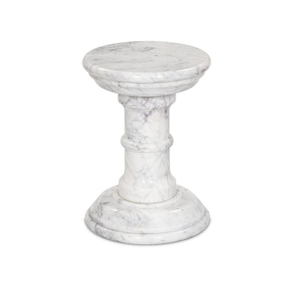 Table d'appoint Cyprus à quatre mains en marbre blanc massif veiné
