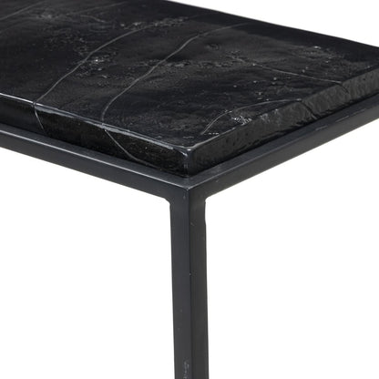 Console en verre coulé Dalston à quatre mains en verre coulé noir fumé
