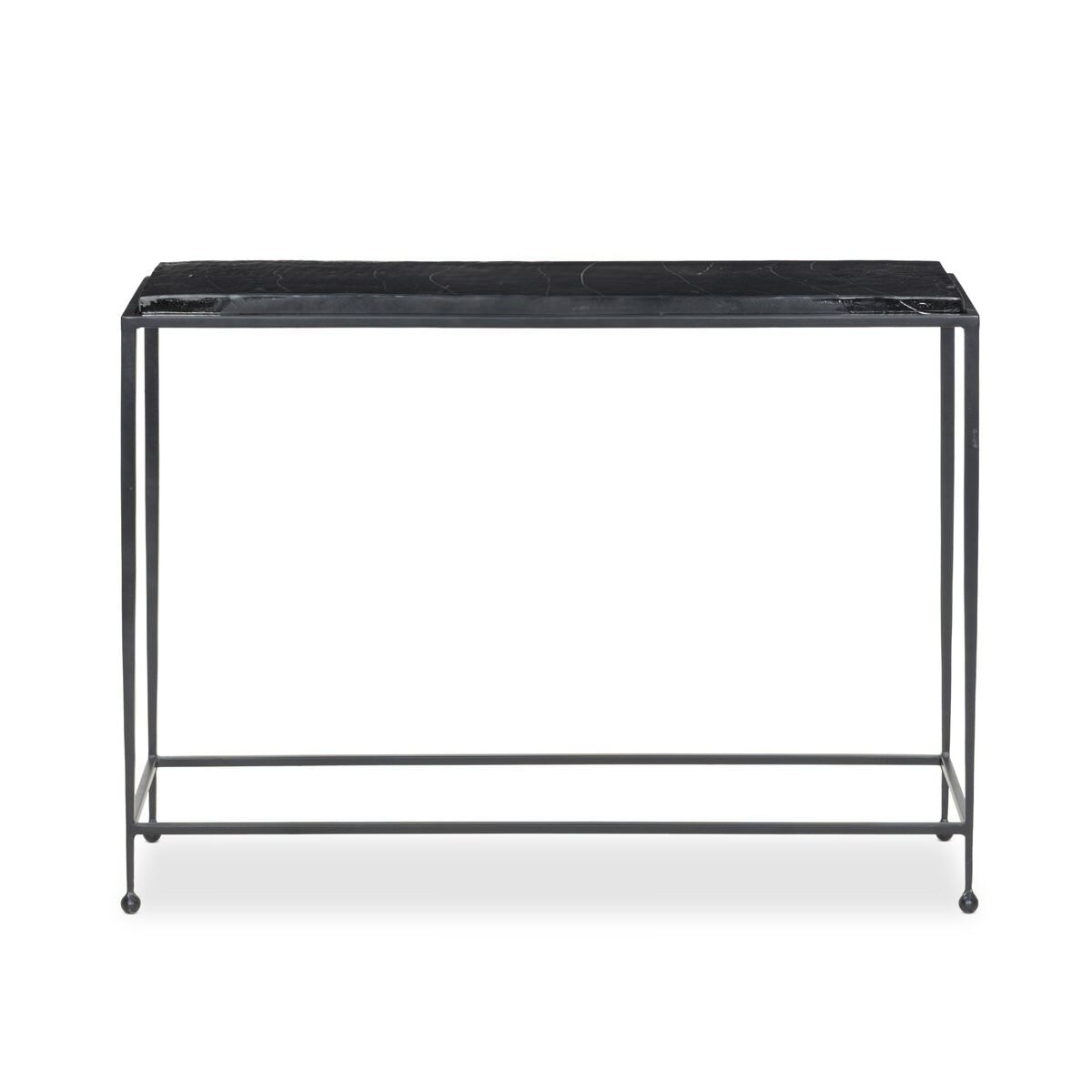 Console en verre coulé Dalston à quatre mains en verre coulé noir fumé