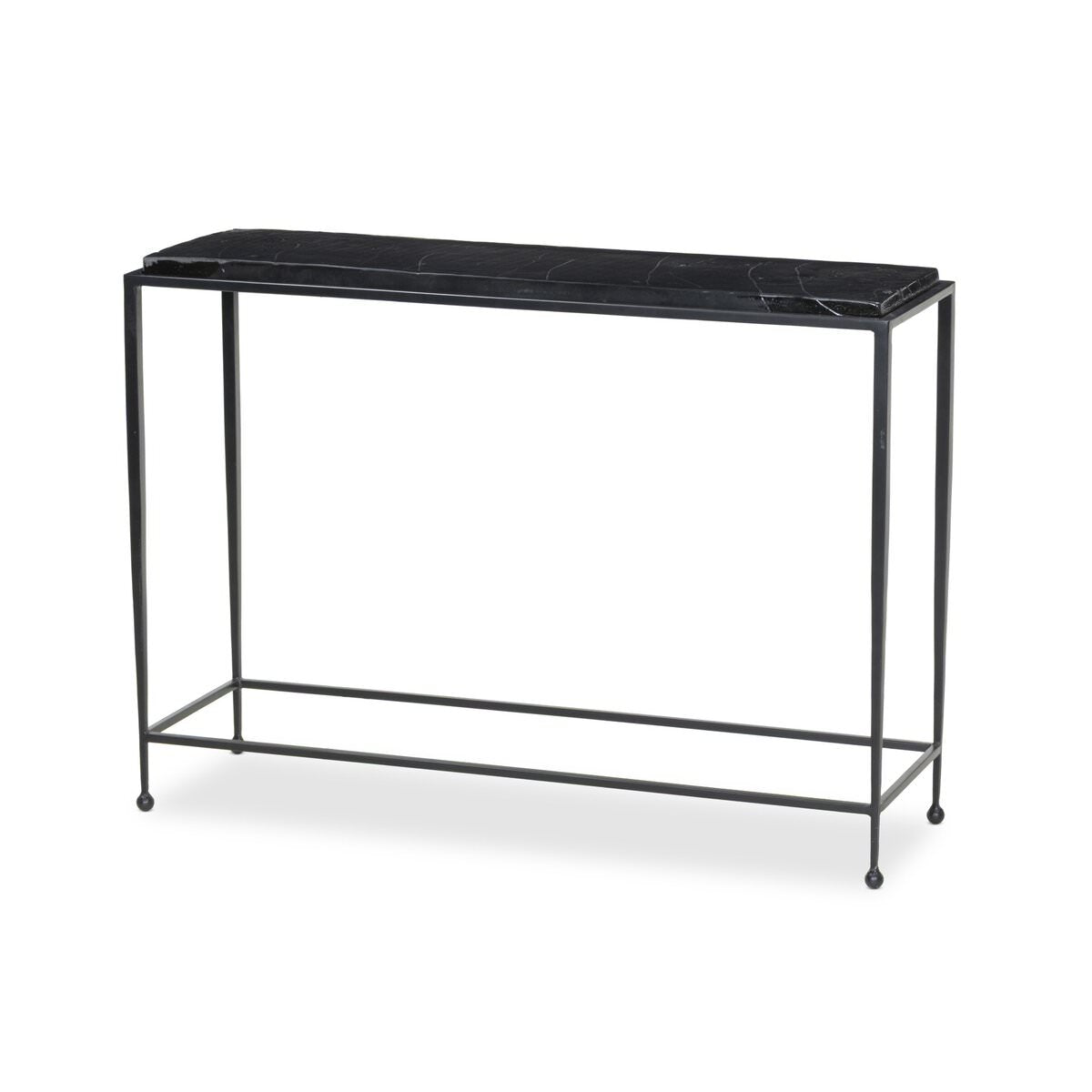 Console en verre coulé Dalston à quatre mains en verre coulé noir fumé