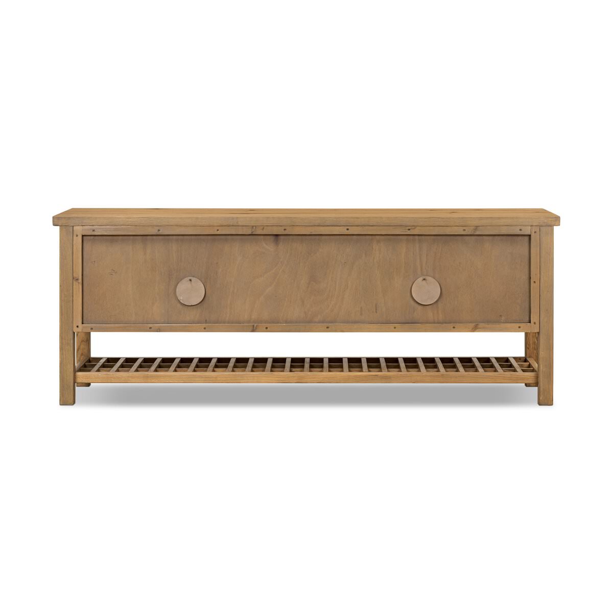 Console multimédia Dalton à quatre mains en placage de chêne naturel vieilli