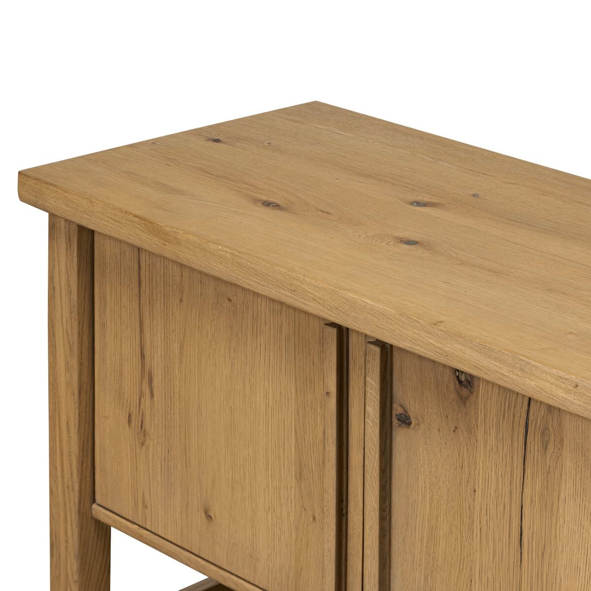 Console multimédia Dalton à quatre mains en placage de chêne naturel vieilli