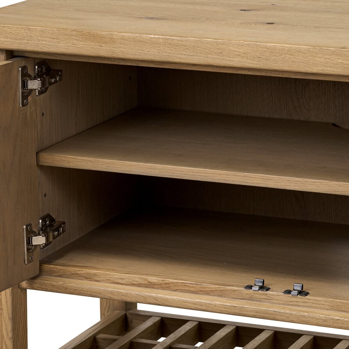 Console multimédia Dalton à quatre mains en placage de chêne naturel vieilli