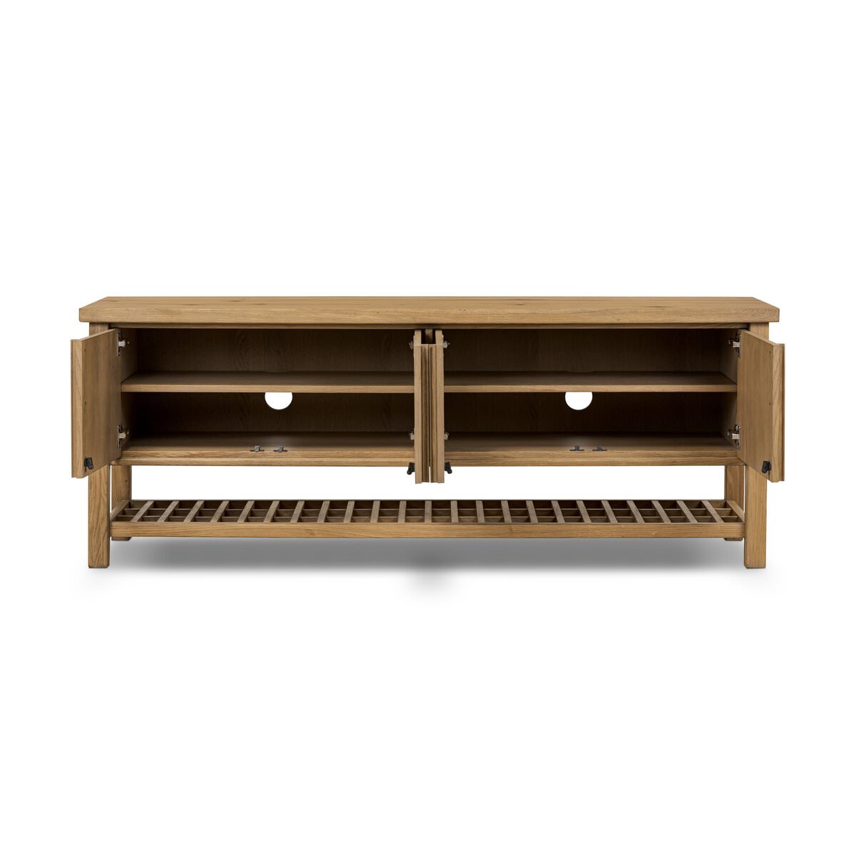 Console multimédia Dalton à quatre mains en placage de chêne naturel vieilli