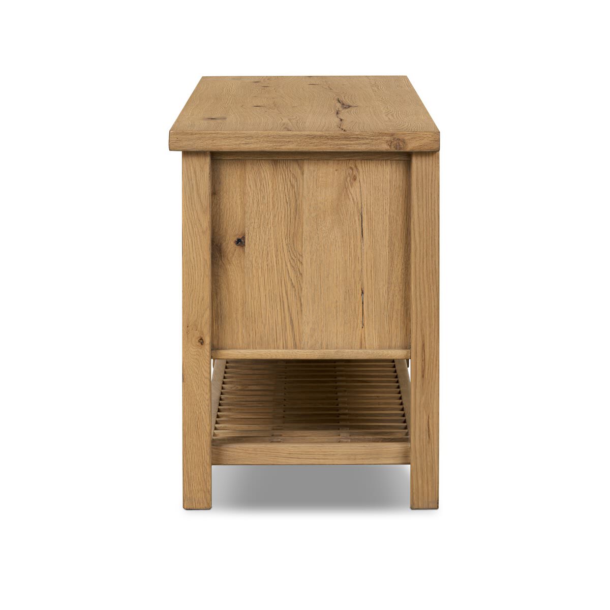 Console multimédia Dalton à quatre mains en placage de chêne naturel vieilli