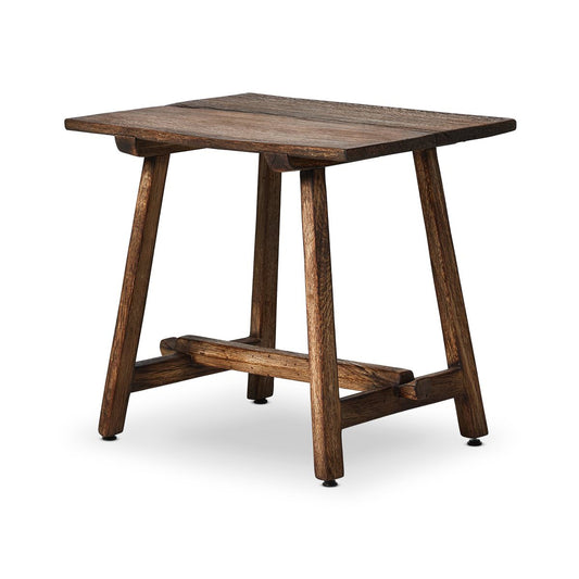 Table d'appoint Elio à quatre mains en chêne blanchi brûlé
