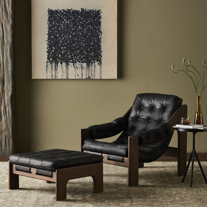Chaise et ottomane Halston Four Hands en noir Heirloom