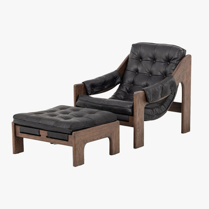 Chaise et ottomane Halston Four Hands en noir Heirloom