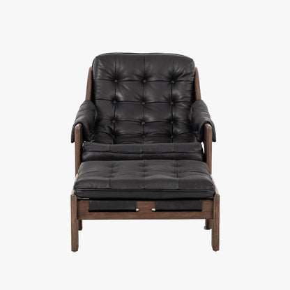 Chaise et ottomane Halston Four Hands en noir Heirloom