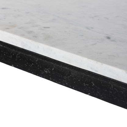 Console en fer martelé à quatre mains en marbre blanc