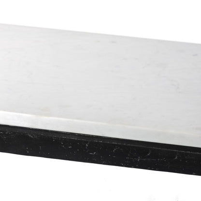 Console en fer martelé à quatre mains en marbre blanc