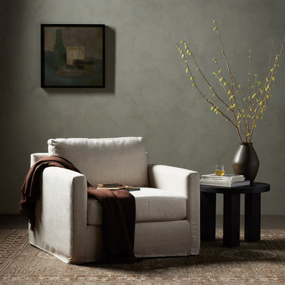Chaise pivotante à housse Four Hands Hampton en crème Evere