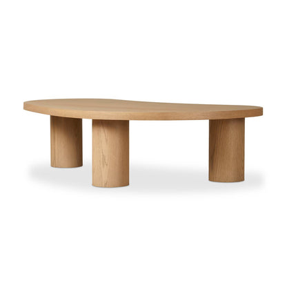 Grande table basse gigogne Joji à quatre mains en placage de chêne naturel