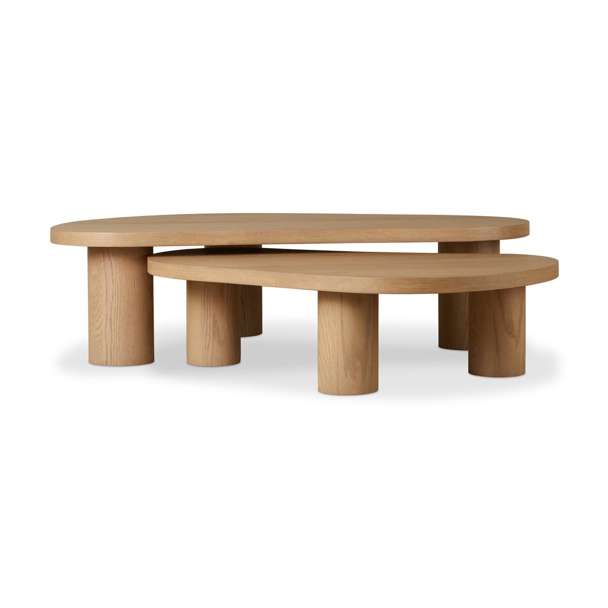 Ensemble de tables basses gigognes Joji Four Hands en placage de chêne naturel