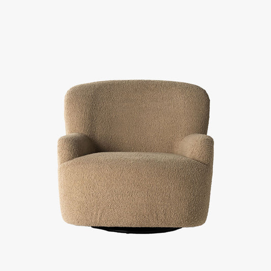 Chaise pivotante Kadon à quatre mains en peau de mouton camel