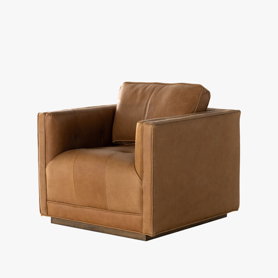 Chaise pivotante Kiera à quatre mains en cognac Palermo