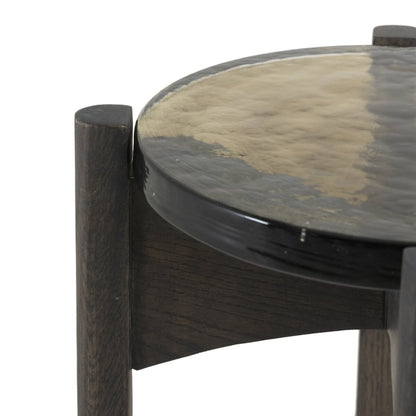 Table d'appoint Relo à quatre mains en verre coulé olive