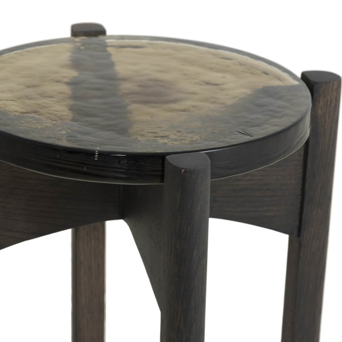 Table d'appoint Relo à quatre mains en verre coulé olive