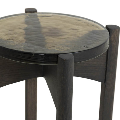 Table d'appoint Relo à quatre mains en verre coulé olive