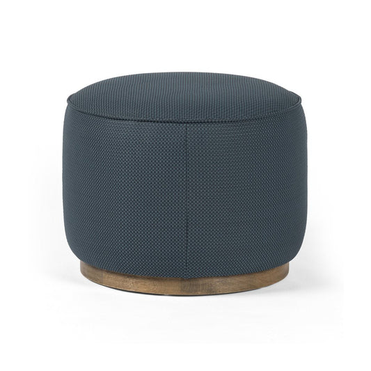 Pouf rond Sinclair à quatre mains en Fresno Cobalt