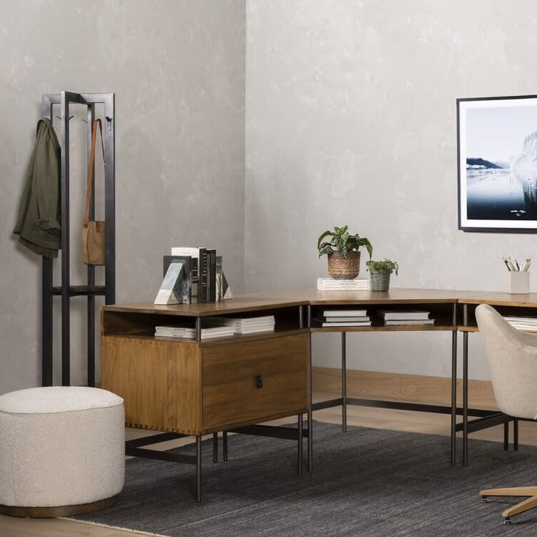 Pouf rond Sinclair Four Hands en Knoll Natural
