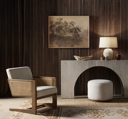 Pouf rond Sinclair Four Hands en Knoll Natural