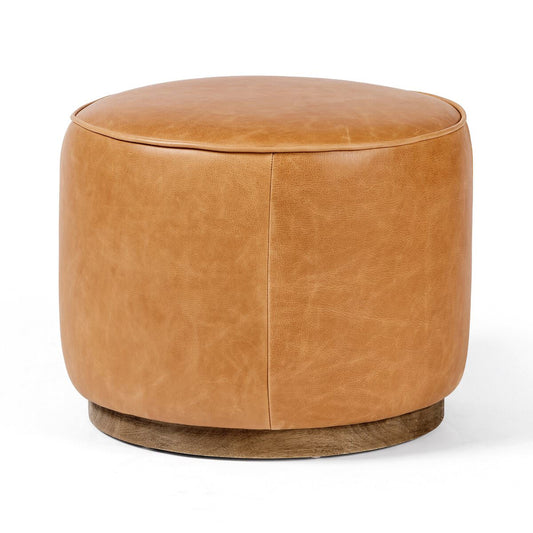 Ottoman rond Sinclair à quatre mains en caramel de Palerme